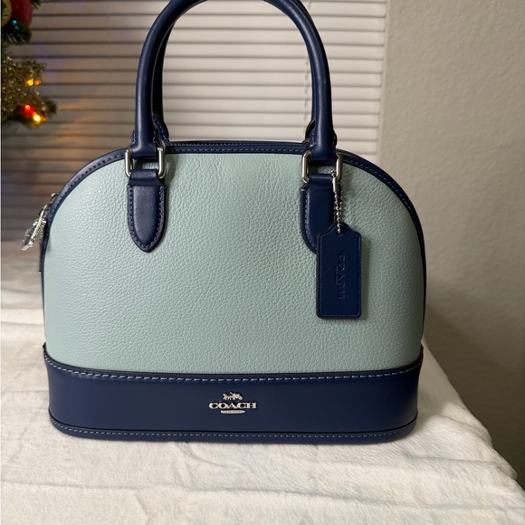 New! Coach Deep Blue and Light Blue Sabrina Satchel - Picture 7 of 9